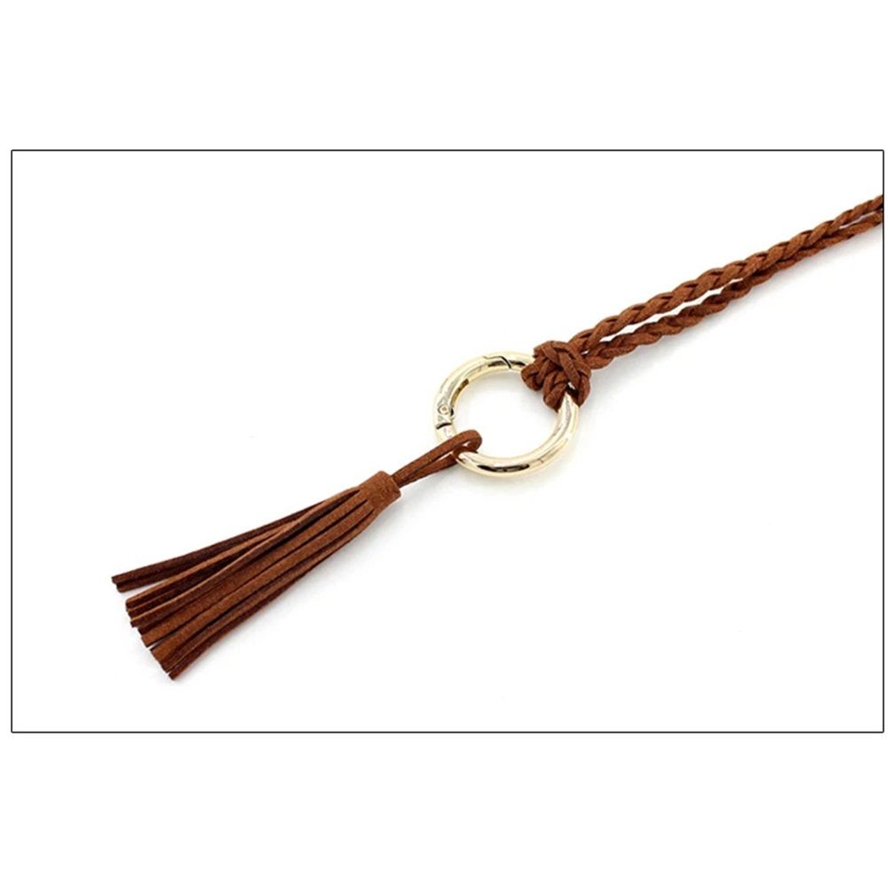 2 pack Women Girls Braided Knotted Waist Belt Skinny Mixed Color Rope Exotic Chain Tassel for Dress Skirt（Belt only）
