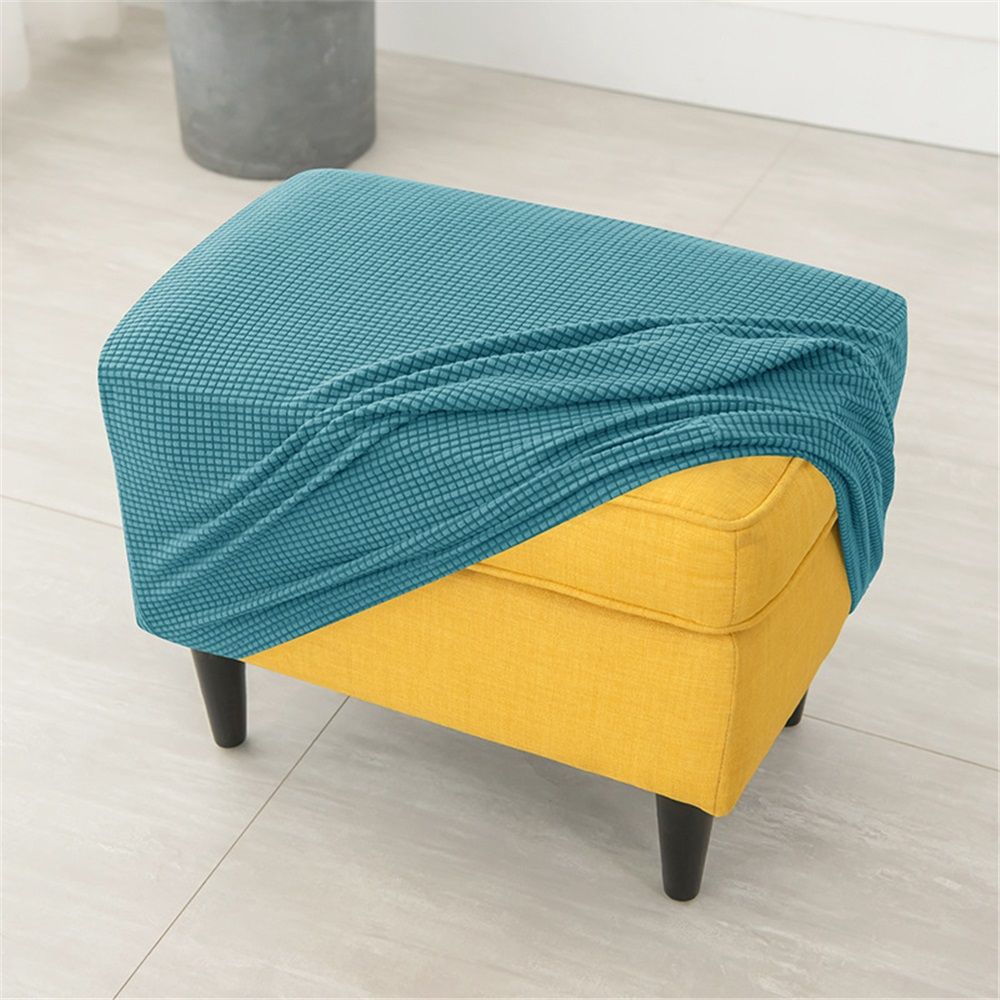 Stretch Covers, Slipcover Rectangle Storage Stool Cover Footstool Slipcover for Living Room Furniture Protector (turquoise blue)