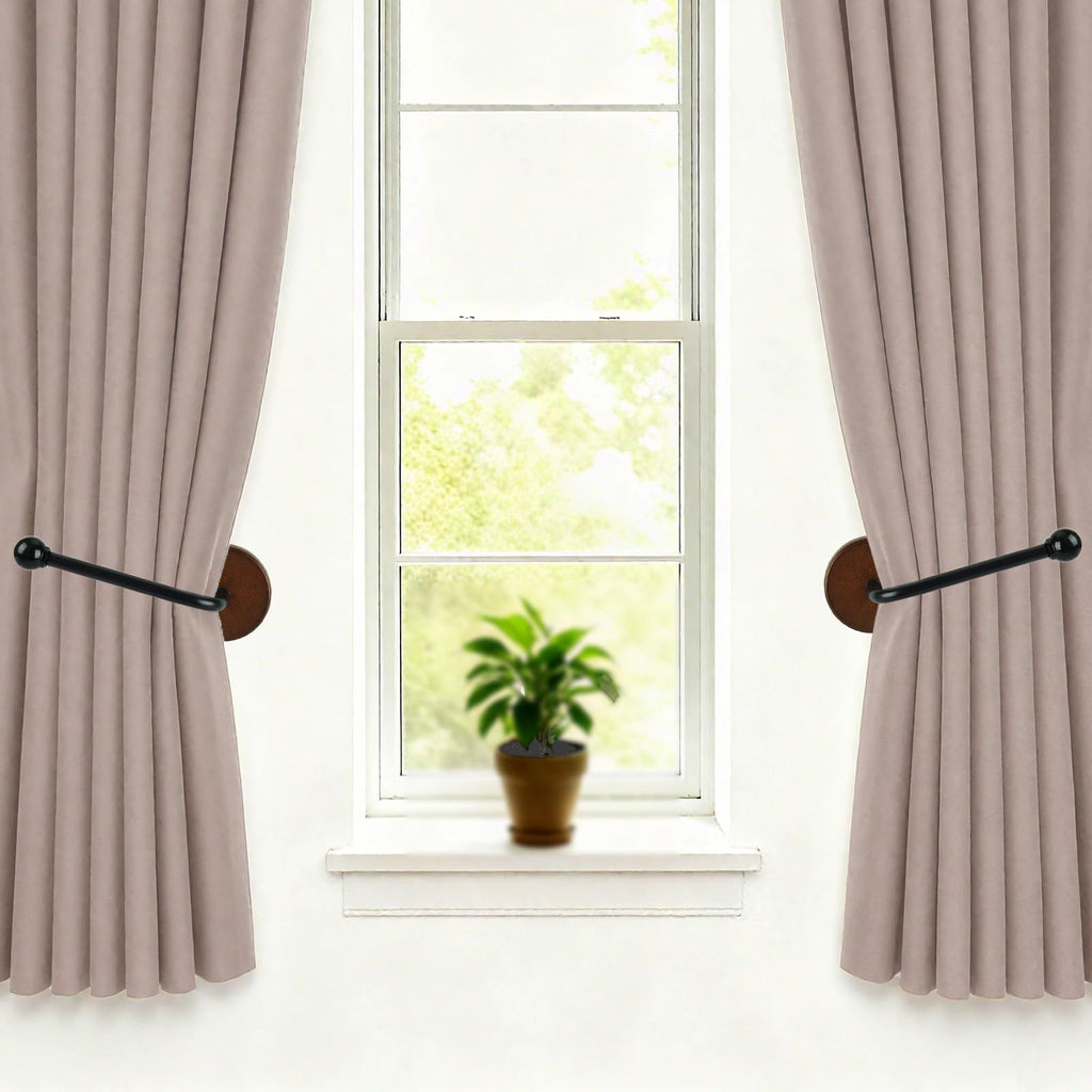 Drapery Holdback,Decorative Curtain Holdbacks, Set of 4 Window Curtain Holdbacks, Curtain Tie Backs for Drapes Black