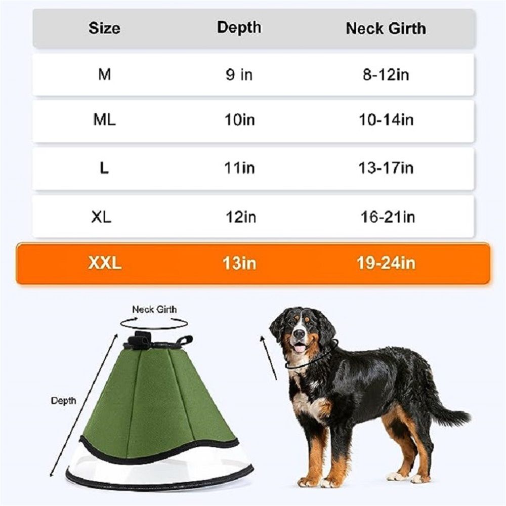 Soft Dog Cone Collar for Large Medium Dogs After Surgery, Adjustable Recovery Lightweight Collar for Dogs to Stop Licking (L)