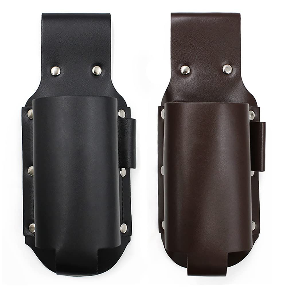 2 pack Beer Holster Classic - Leather, Beer Belt Climbing Beverage Holster Holder Portable（black + brown）