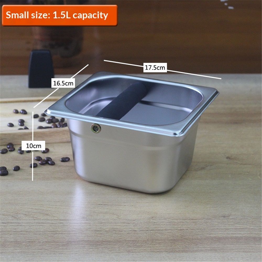 Coffee Knock Box,Espresso Dump Bin,Coffee Bin,Stainless Steel Espresso Knock Box Built-in Container for Ground (Square)