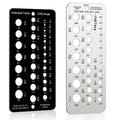 2 pack  Stainless Steel Drill Gauge - 29-Holes Standard Metric Size, 1/16 Inch to 1/2 Inch Drill Bit Index, 1pc Black + 1pc Silver