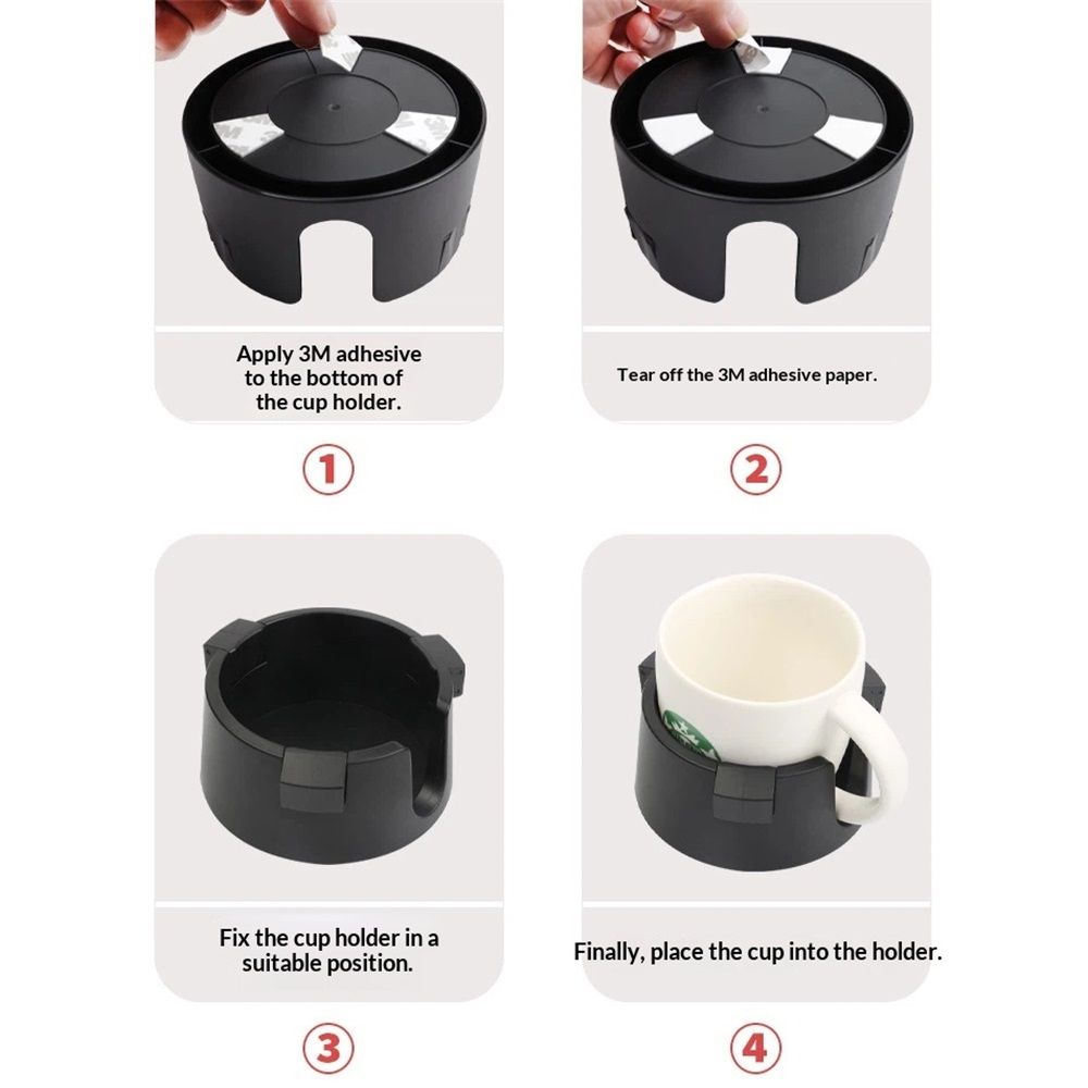Horizontal Mounting Cup Holder, Adjustable Anti-Spill Cup Holder, Suitable for Tractor Lawn Mower Forklift Treadmill, Fits Mugs Cans Glass Bottles Thermos (Black)