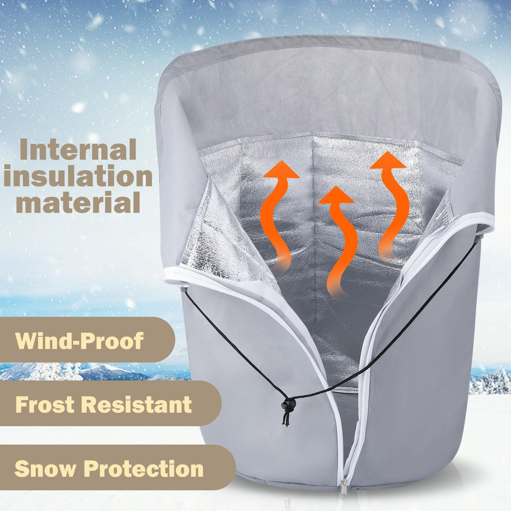 2 Pack Plant Winter Protection Pot - 27.6" x 25.6" Flower Pot Protection Bag - Anti-Frost Winter Pot Plant Cover with Drawstring and Zipper for Winter Outdoor Fruit Trees Potted Plants Shrubs