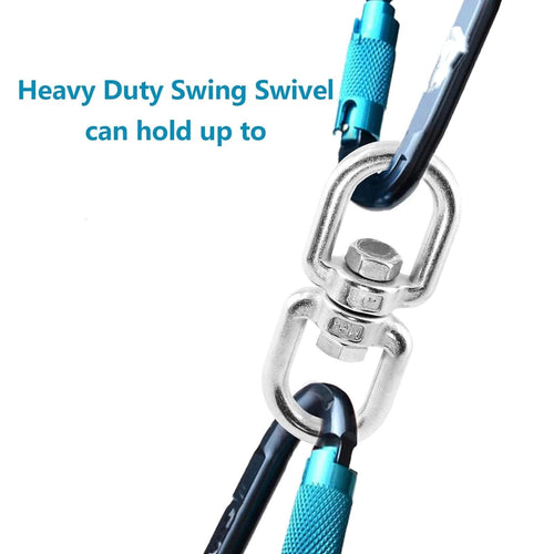 2 pack M10 Double Ended Swivel Hook, 304 Stainless Steel Eye to Eye Swivel Shackle Ring Connector, 2 Pcs