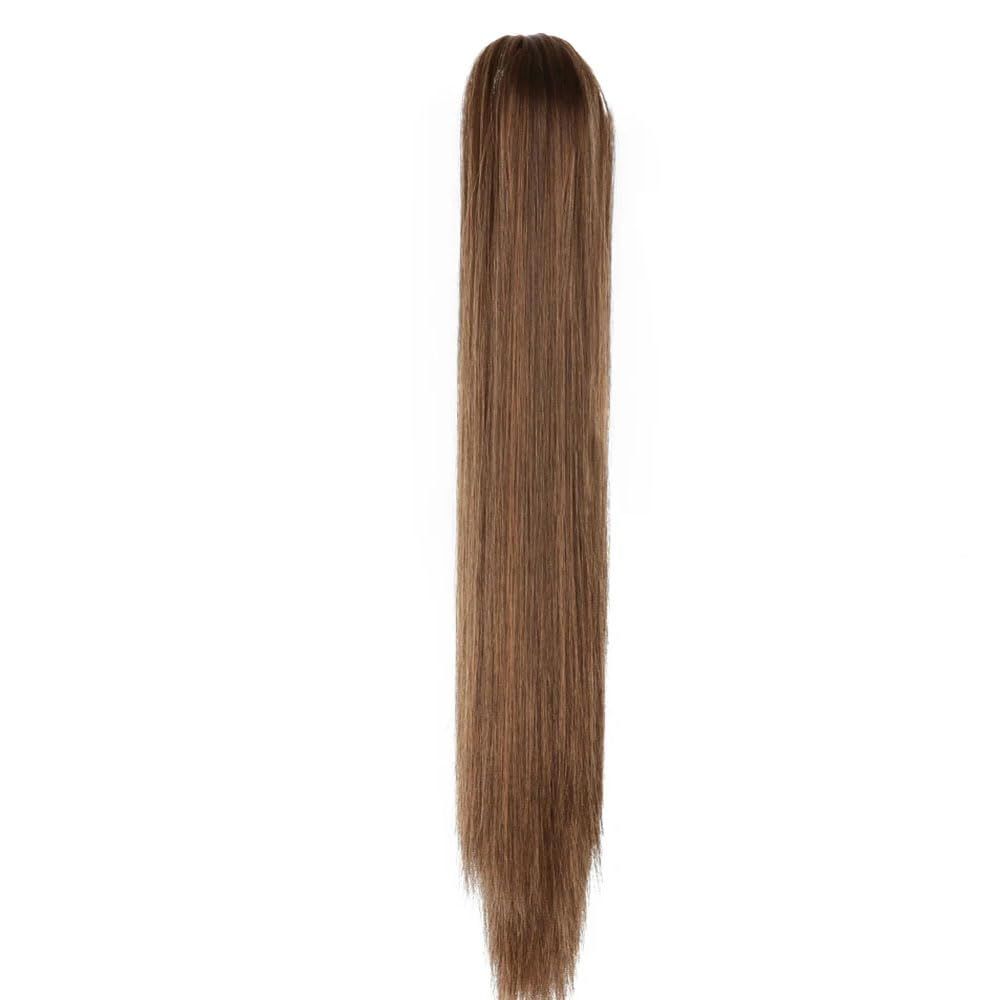 Human Hair Ponytail Extension Human Hair Straight Drawstring Ponytail Extension for Women, (Straight Hair, 22 inch)