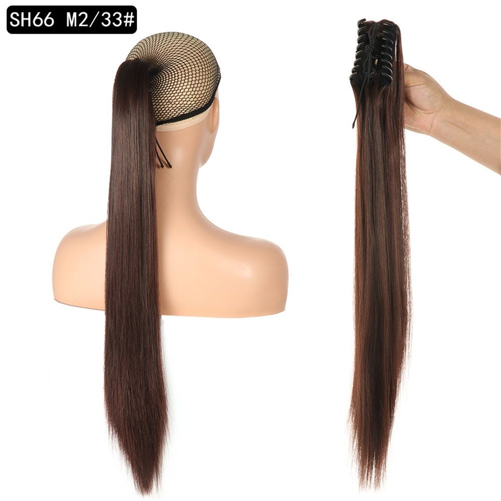Human Hair Ponytail Extension Human Hair Straight Drawstring Ponytail Extension for Women, (Straight Hair, 22 inch)