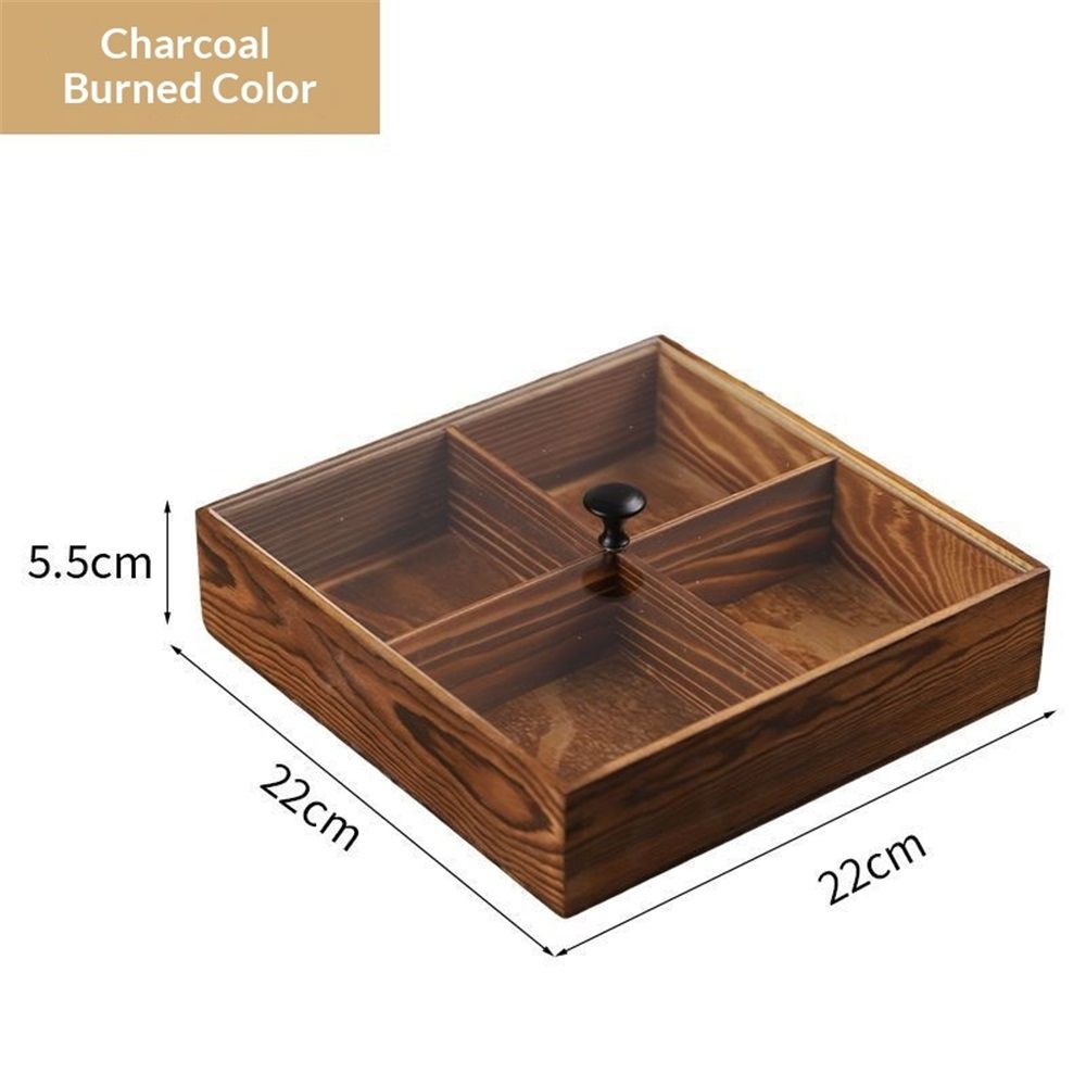 Bamboo Nut and Candy Serving Tray, Party Appetizer Platter Veggie Dish, Candy Bowl with Lid for Party, Taco Dip Parties Platters