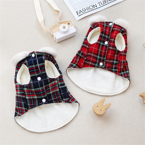 2 pack Plaid Dog Dresses Cute Bowtie Clothes Cotton Soft Outfit Dog Costume for Small Dogs Cat Apparel (S)