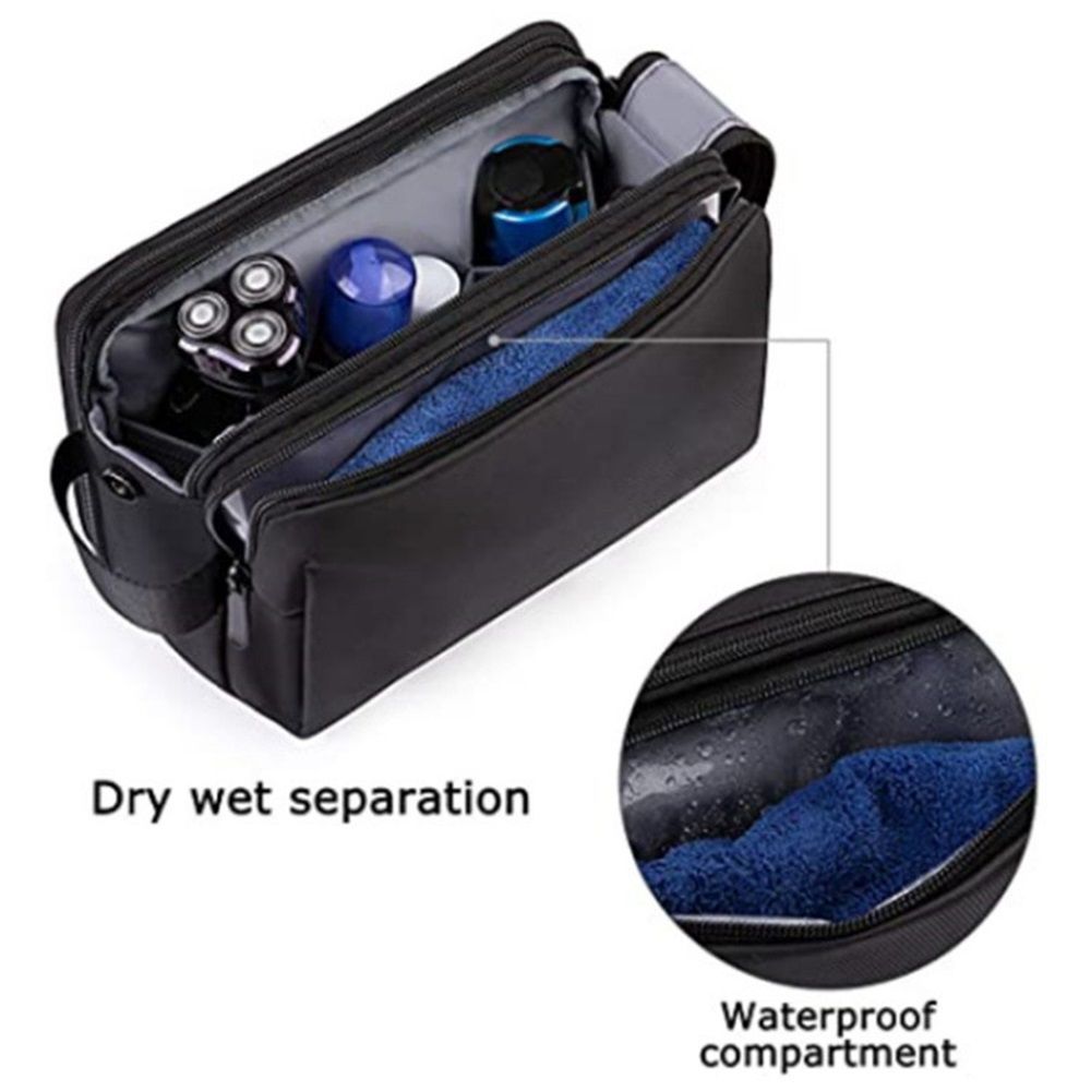 Toiletry Bag for Men, polyester Travel Toiletry Organizer Dopp Kit Water-resistant Shaving Bag for Toiletries Accessories, Black
