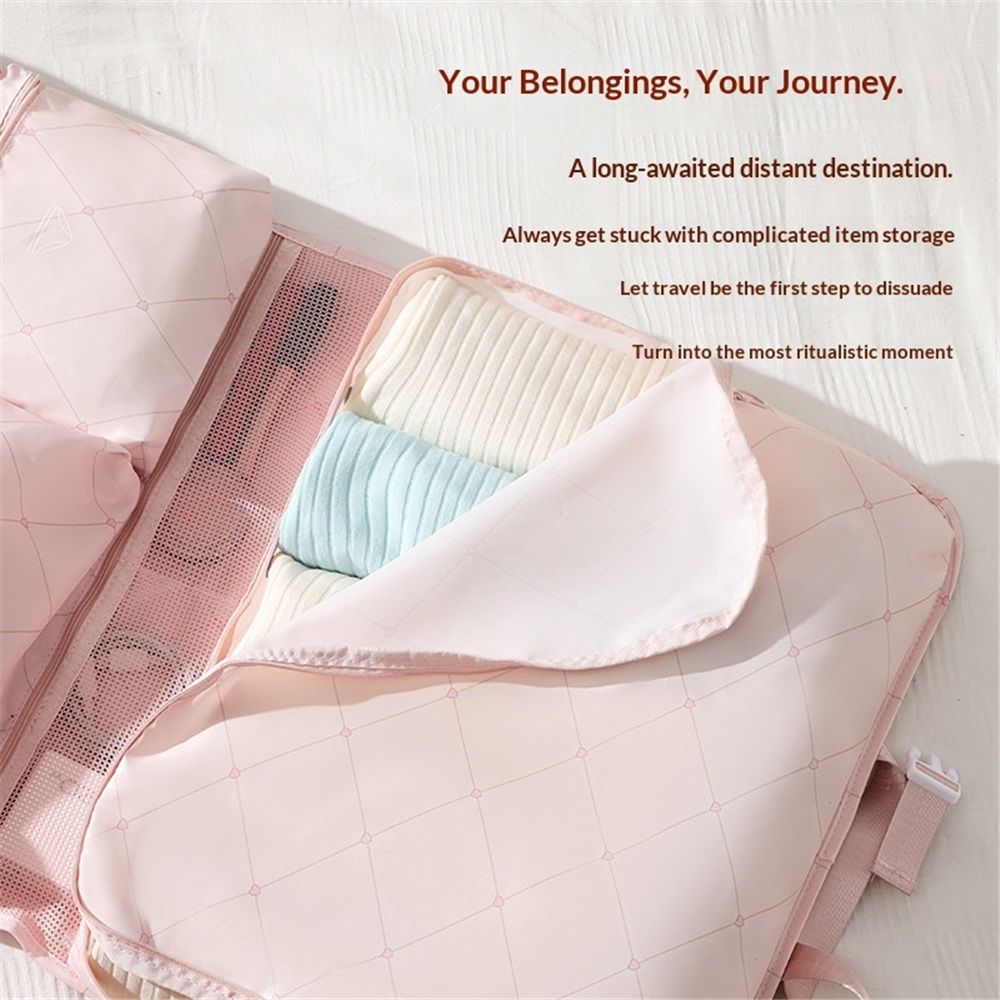 Hanging Packing Cube, Foldable Travel Organizer, Waterproof, Machine Washable, Fits Carry-on, Expandable Packing Cube for Suitcase or Backpack (Pink)
