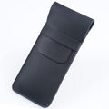 Leather Pen Case Pencil Pouch Holder Ballpoint Rollerball Pens and Pencils with Tuck in Flap,Classic Storage Gift, Black