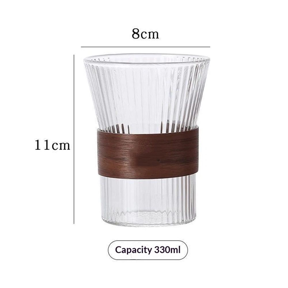 2 PCS Glass Coffee Mug 11.6oz with Bamboo Sleeve,Espresso Cups Drinking Cup set, Home Essential Glass Tumblers for Beer, Cocktail, Tea and Latte Clear
