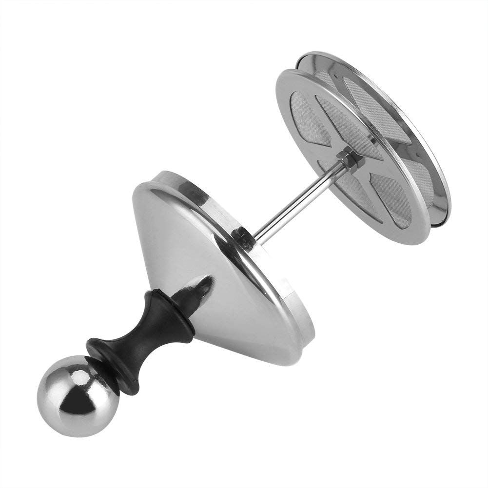 Milk Frother, Stainless Steel Manual Milk Foamer, Handheld Coffee Milk Frothing Pitchers, Manual Operated, with Double froth screen, for Cappuccino Coffee Latte Hot Chocolate (400ML)