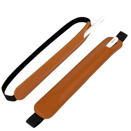 2 pack Pencil Holder Compatible with Pencil Sling Sleeve PU Leather Pouch Case Pocket Accessories Elastic Band Fit Notebook/Tablets - light brown（Excluding pencils）