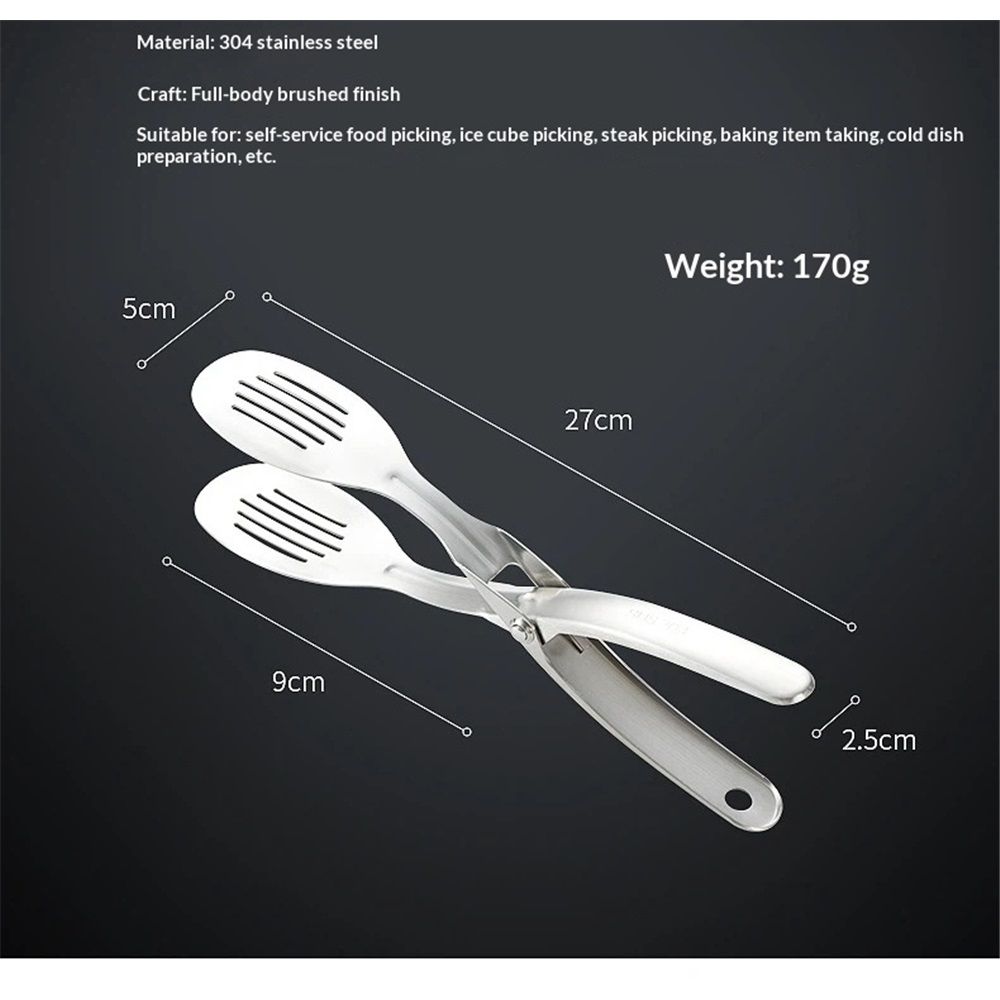 Kitchen stainless steel Tongs, Heat-Resistant Stainless Steel Cooking Tongs, Perfect for Food, Steak,Bread,Pizza,Salads and BBQ,Stable Clamping and Flipping Performance