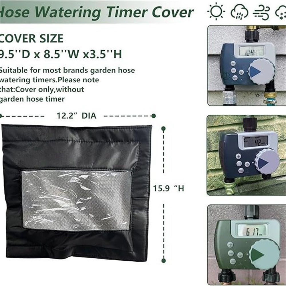 Hose Watering Timer Cover, Heavy Duty 600D Anti-UV Cover for Sprinkler Timer, with Clear Front Window