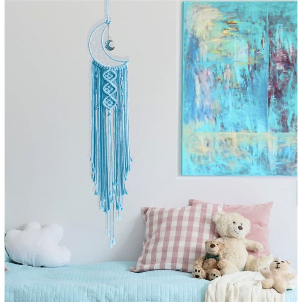 Moon with Light, Witch Pagan Woven Wall Hanging with Light, Gothic Wiccan Hippie Decor with Ornament Decoration Women Gift