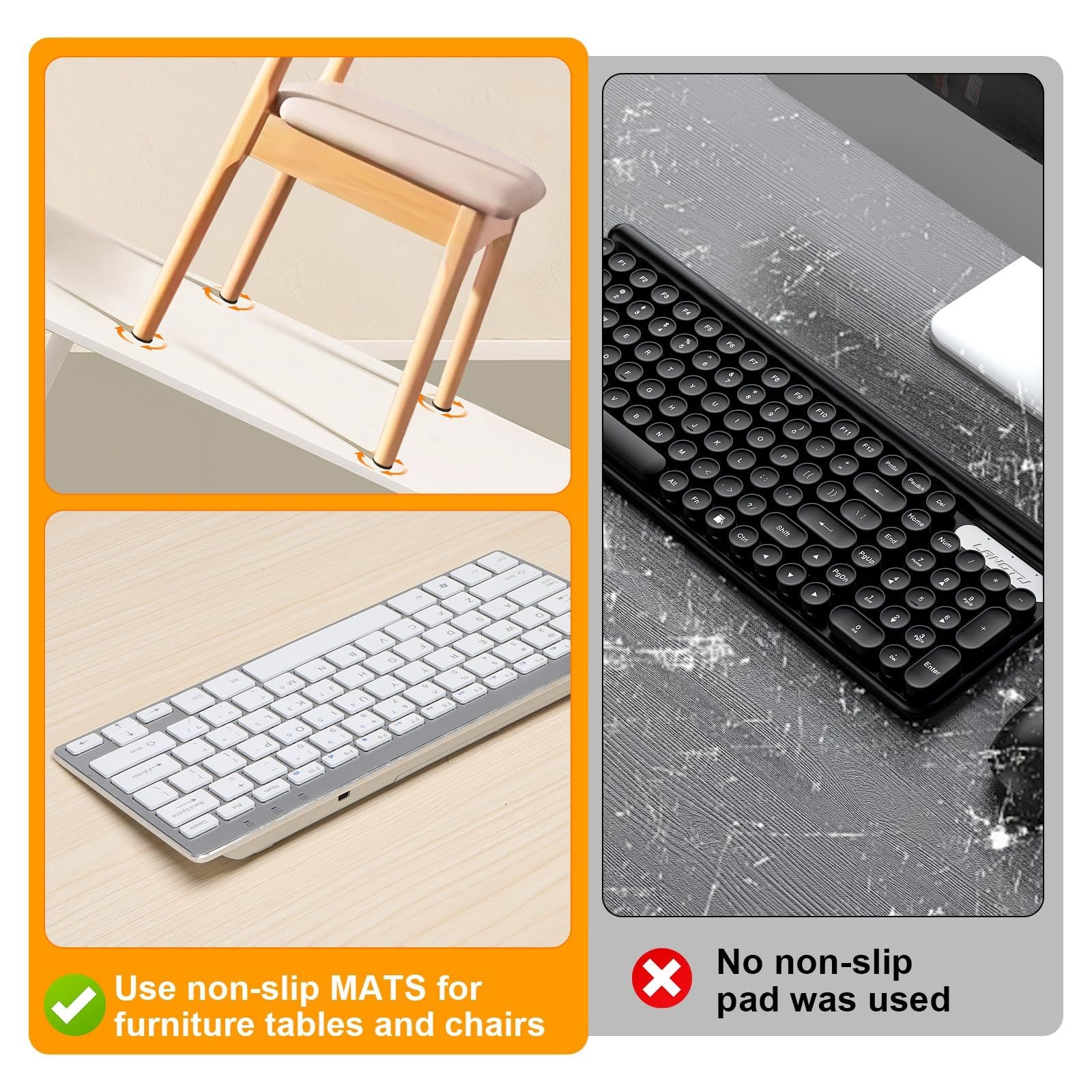 Non Slip Furniture Pads, Self Adhesive Rubber Pads with Anti Skid Stickers, Cuttable Rubber Strip for Furniture and Appliances (1.96 in*16.4ft)