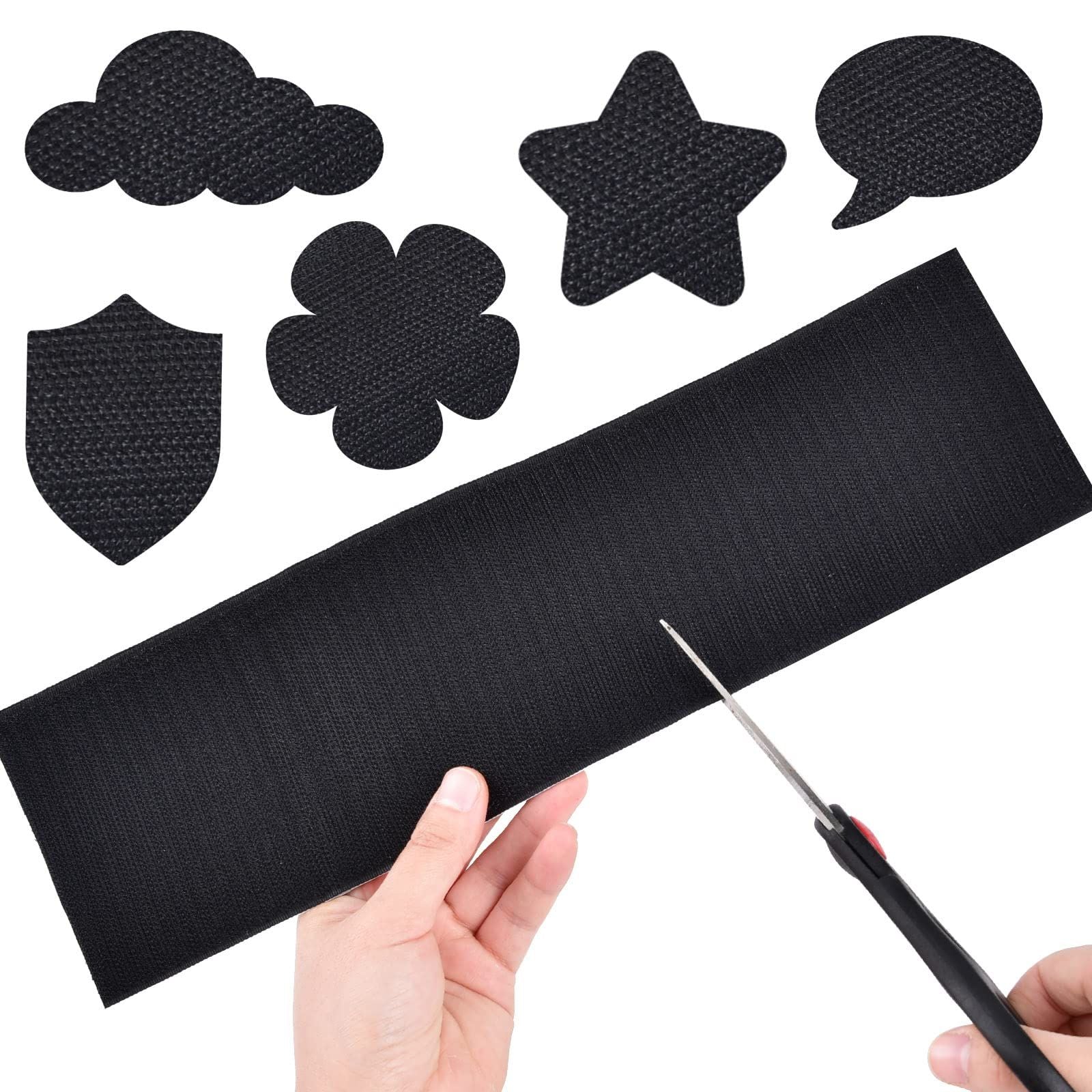 4 Inch x 16.4 Feet Black Adhesive Hook Loop Tape Heavy Duty, Multi-Purpose Carpet Anti Slip Rug Gripper, Double Sided Hook Loop Rolls, Couch Cushion Grip, Bulk Sticky Straps Wall Hanging Strips