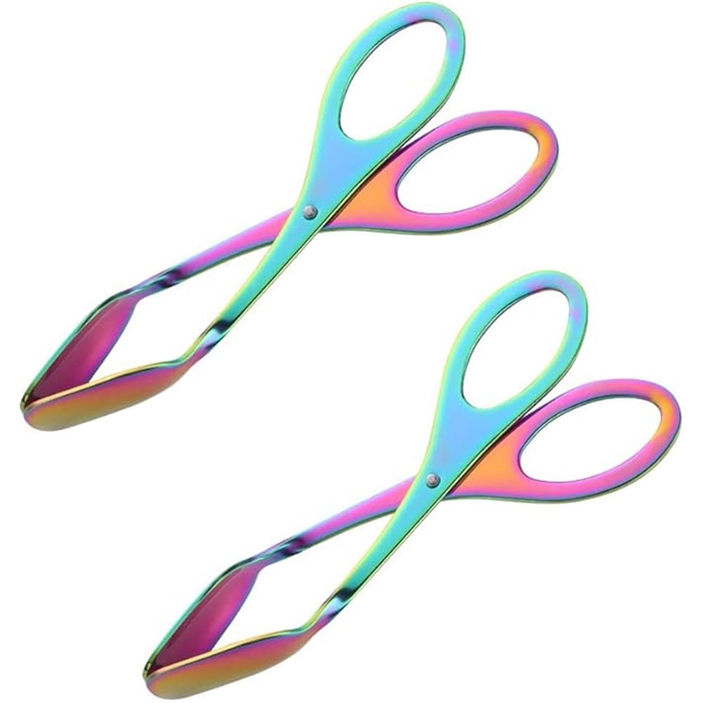 2 pack Bread Tongs, Stainless Steel Kitchen Serving Barbecue Tongs for BBQ Meat Appetizers Pastries Steak Cooking Tool