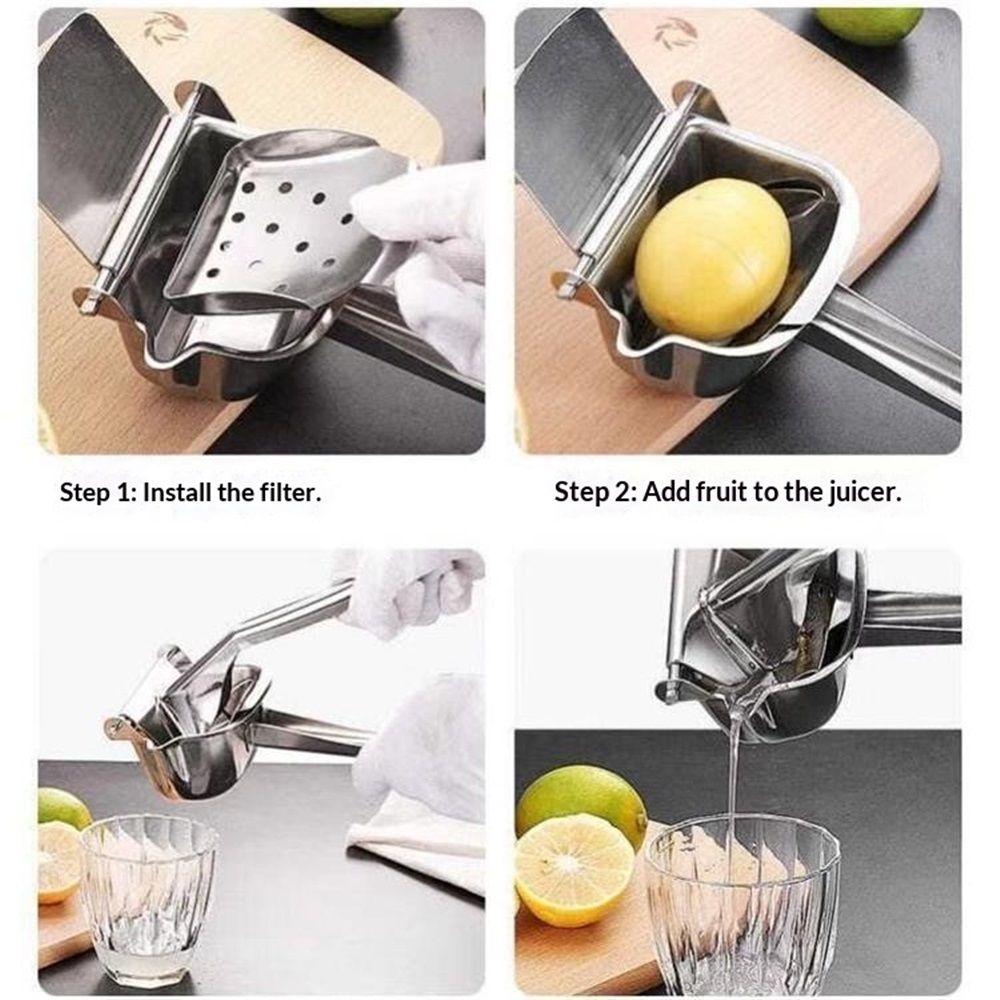 Stainless Steel Manual Juicer, Orange Juice Squeezer, Lemon Squeezer Stainless Steel, Orange Juice Squeezer, Fruit Juicer for Watermelon Lemon Orange Grapes and Other Fruit