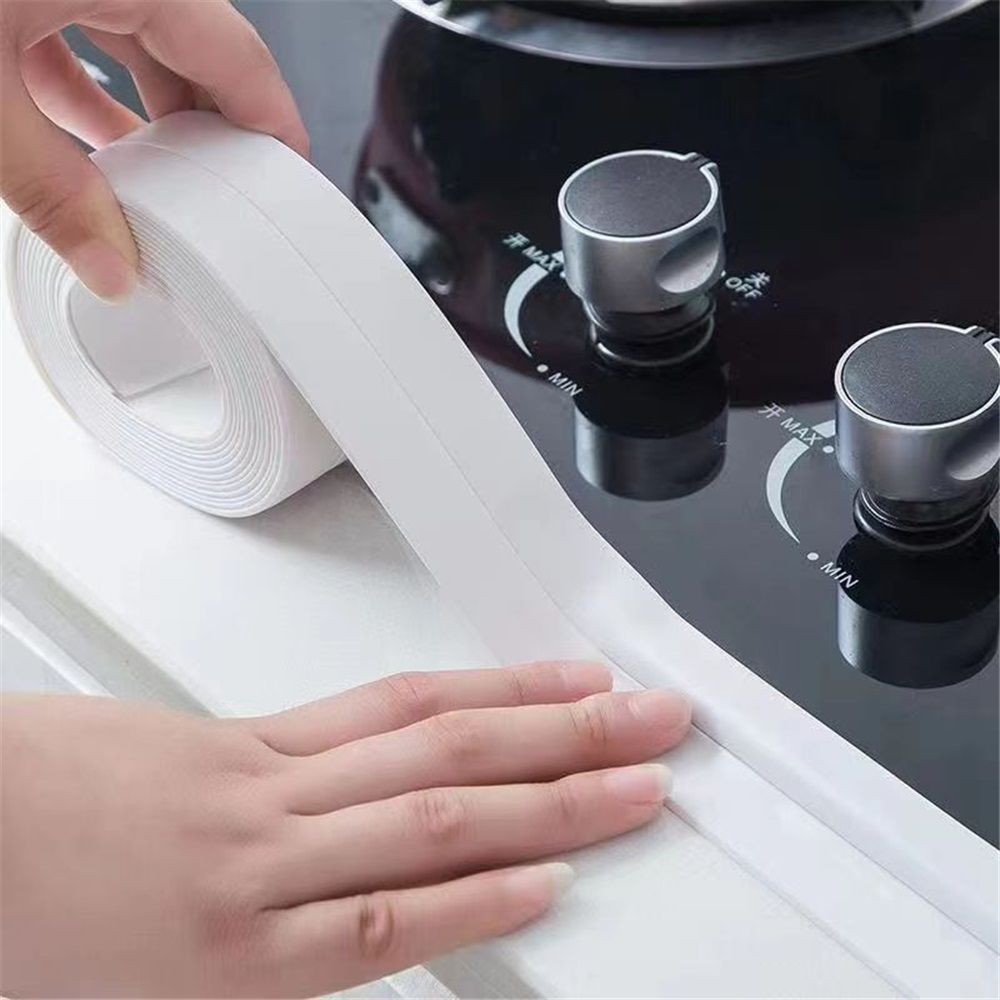 2 roll White Waterproof Caulk Tape, Self-Adhesive for Toilet, Tub, Kitchen, Corners,Bathroom Surfaces, Easy Application, 3.2m*3.8cm