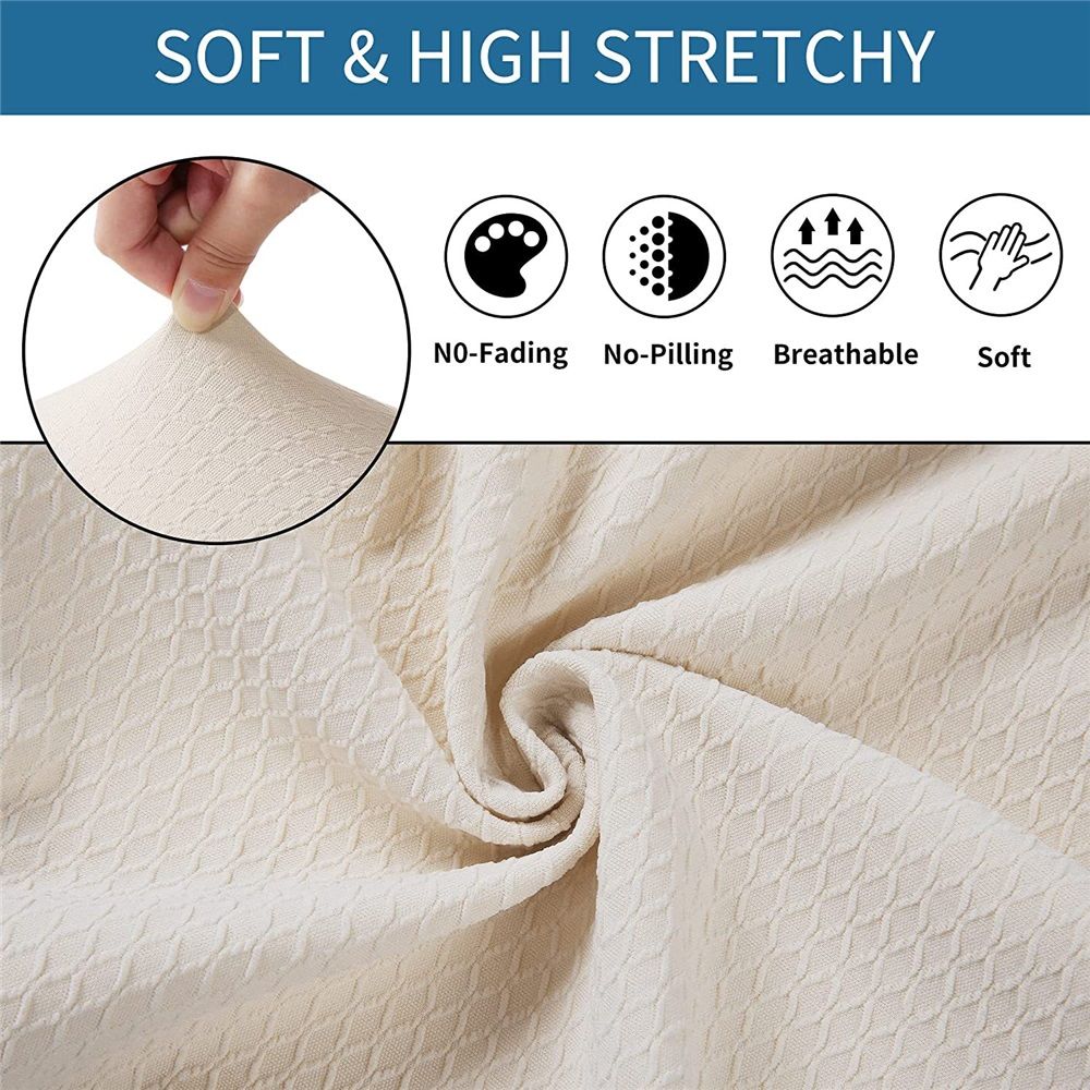 Waterproof Seat Covers for Dining Room Chairs Set of 4, Stretch Jacquard Removable Washable Chair Seat Slipcovers Protector, No Rear Covers, beige（Only chair covers）