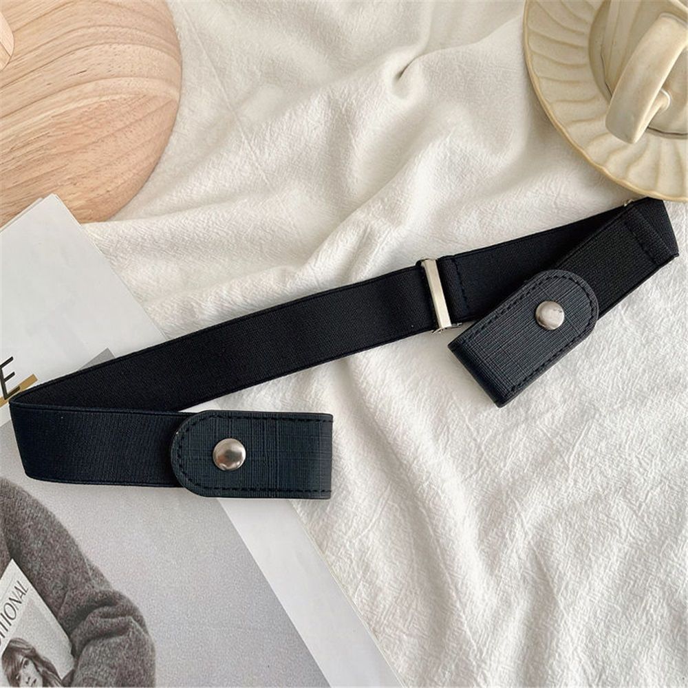 Buckle Elastic Belt for Men, Invisible Buckleless Stretch Belt for Men Women, Exquisite Buckle Invisible Belt Versatile Thin Waistbands Snap Button Design Belts