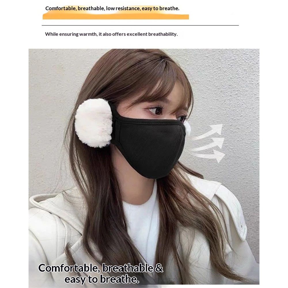 2 pack Mouth Mask Warmer polyester-cotton Earmuff Winter Warm Full Ears Protection Accessories Half Face Mask with Earflap Outdoor