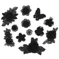 2 set Black Mixed Style Embroidery Lace Flower and Patches Appliques DIY Sewing Craft for Decoration, Sew On Patches for Repairing and Decorating