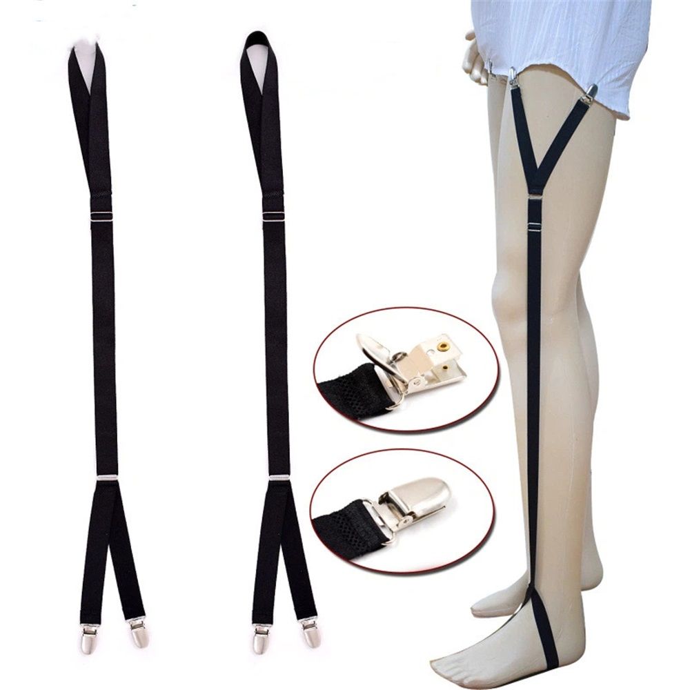 Best Mens Shirt Stays for Men - Keeps Shirts Tucked in All Day - Easy-to-Wear Garter Straps with Foot Loop - Black (Loop Stirrup Style) (Select Series)