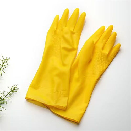 2 Pair Reusable Household Gloves, pvc Dishwashing gloves, Extra Thickness, Long Sleeves, Kitchen Cleaning, Working, Painting, Gardening, Pet Care (Size M, Yellow)