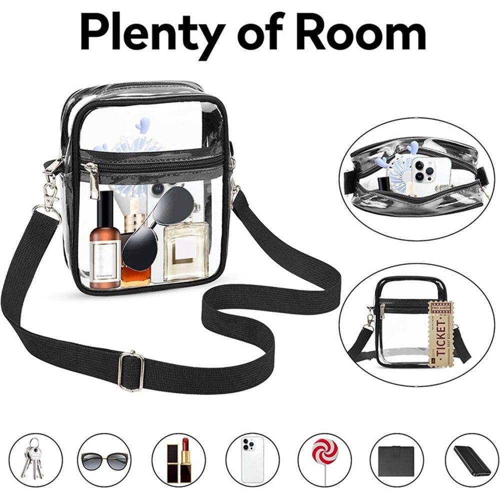 Heavy Duty Clear Tote Deluxe See Through Messenger Work Bag Durable Transparent PVC Lunch Bag（only bag）