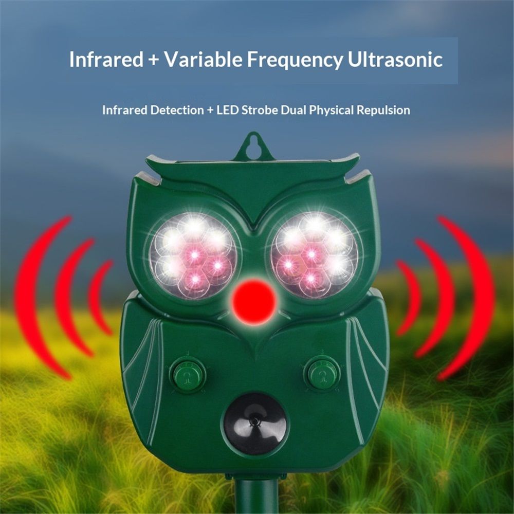 Solar Animal Repellent Outdoor, Ultrasonic Deer Repeller, Raccoon, Squirrel Deterrent Device, Waterproof Motion Detection, Rodent Against Rabbit, Skunk for Garden, Lawn, Farm Use