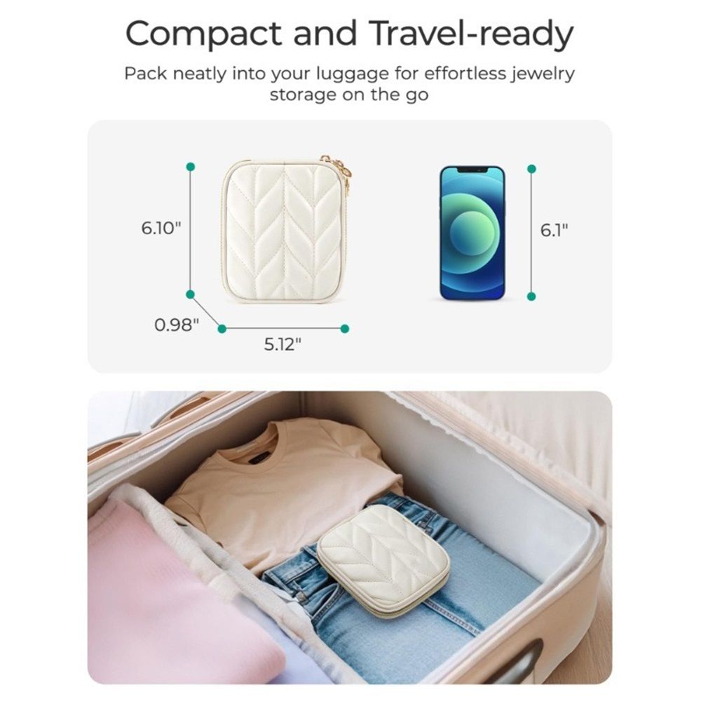 Travel Jewelry Case Jewelry Organizer Storage Roll Rings Necklaces Earrings Bracelets Brooches Watch Small Portable（beige，storage bag only）