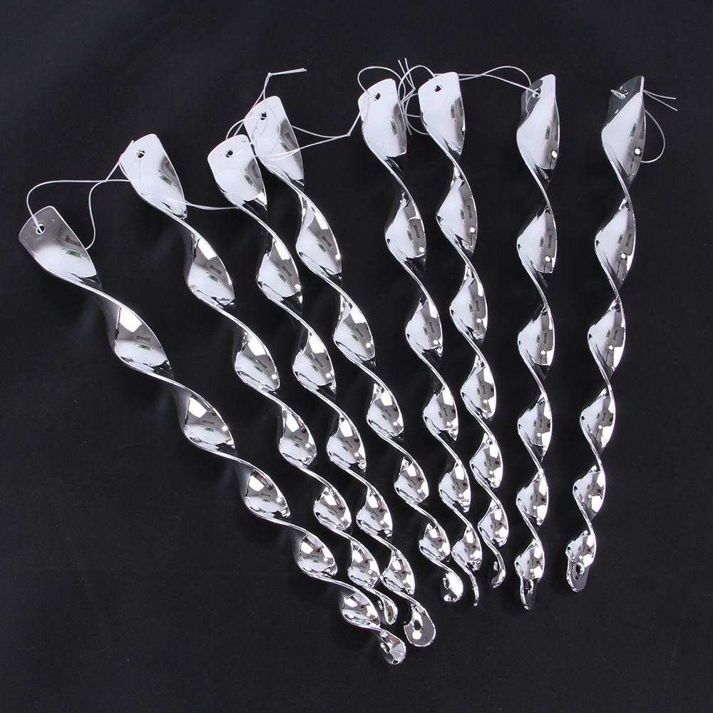 16 Pack Silver Spiral Bird Repellent Reflective Scare Rods, Hanging Plastic Rod Bird Deterrent Device, Glossy Finish Wind Spinner Scare Animals Away Outside Patio Lawn Garden Trees Decorations