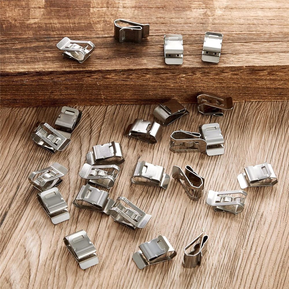 Package of 100 Stainless Steel Cable Clips, for PV Wiring Boat Cable Boat Trailer, 0.2 Inch to 0.3 Inch in Rope Capacity Silver