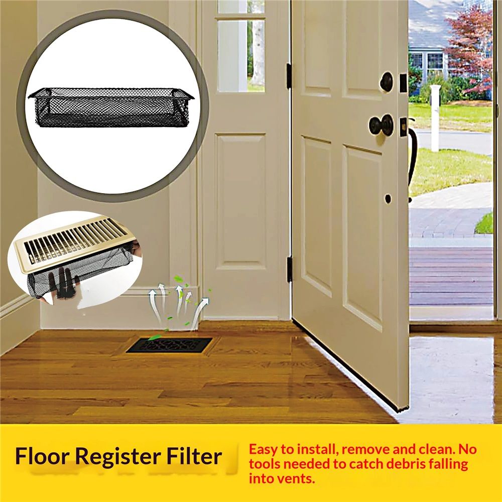8 Pieces Floor Register Filters Vent Cover Vent Mesh Heating Air Vent Filter for Home(4 x 10 Inch, black)