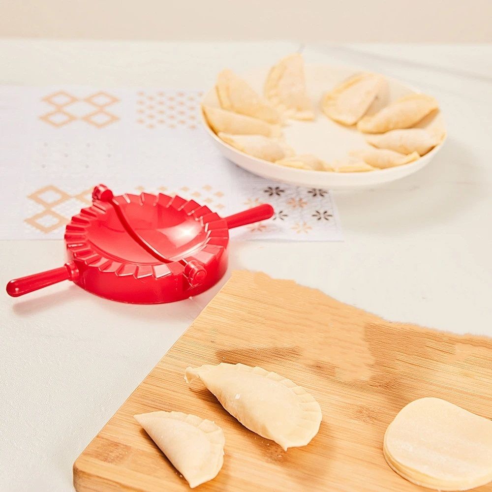 3 pack 5.7 Inch - Mold Ravioli Dumpling Wrap, Tortilla Folder, Wonton Dough Press 2-in-1 Cutter Sealer, Hand Pot Pie Maker Wraper（red）