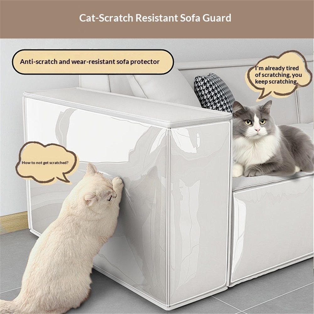 NO PINS Pain Cat Scratch Furniture Protector Thicken Self-Adhesive Single Side Couch Protector from Cat Claws,Furniture Protectors from Cats Scratching,Anti Scratch Deterren Protectors 196"x11.8"