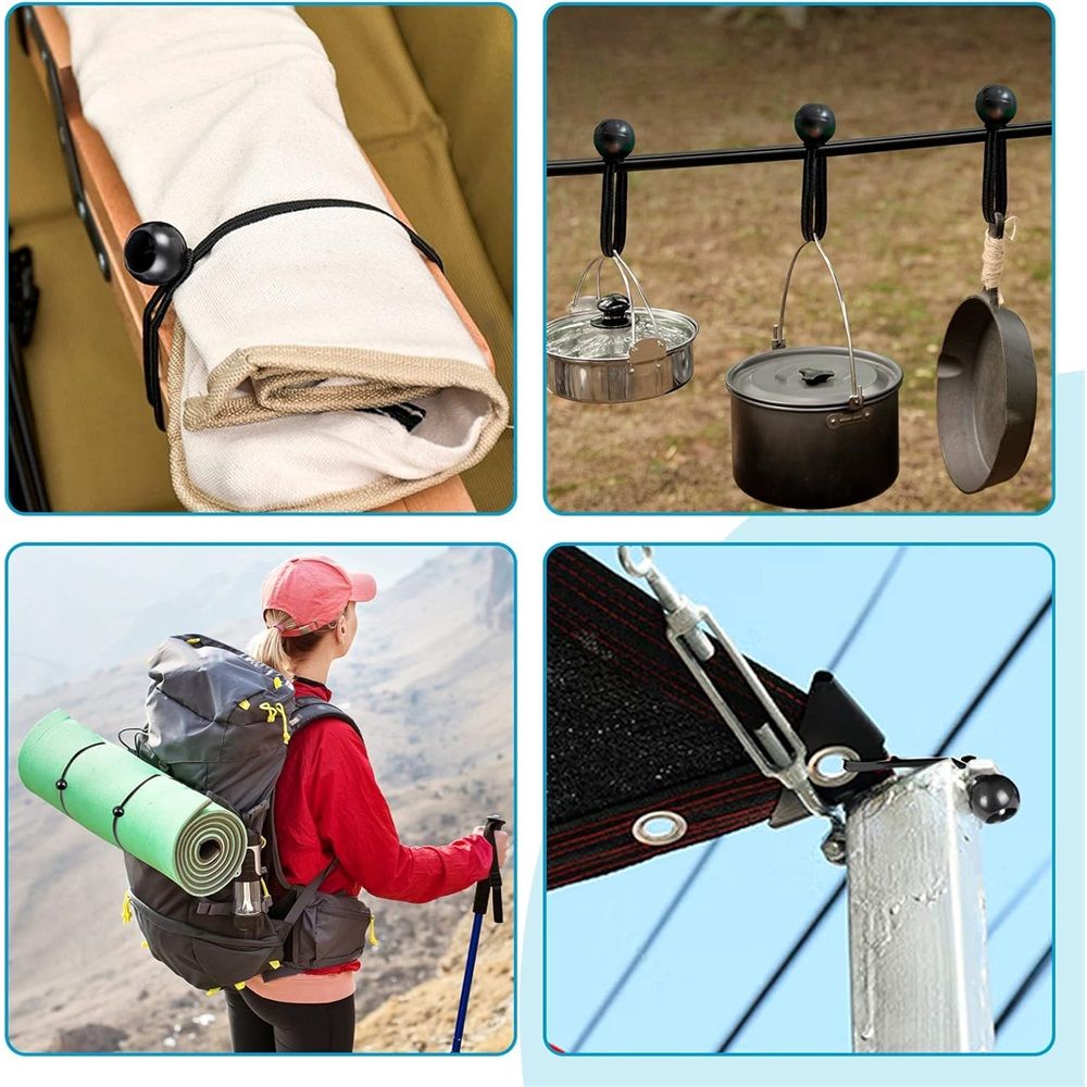 Tarp Bungee Balls Ties 7.8 Inch,50 PCS Bungee Ball Cords Ties Heavy Duty High Elastic Bungee Cord Canopy Tie Down for Tarp,Camping Tent,Shelter,Shades Cloth,Cargo,Projector,etc.(Black)