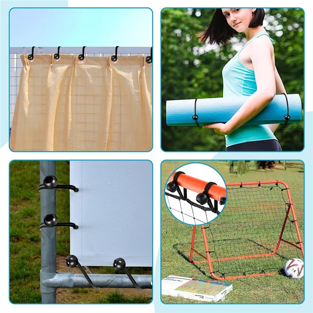 Tarp Bungee Balls Ties 7.8 Inch,50 PCS Bungee Ball Cords Ties Heavy Duty High Elastic Bungee Cord Canopy Tie Down for Tarp,Camping Tent,Shelter,Shades Cloth,Cargo,Projector,etc.(Black)