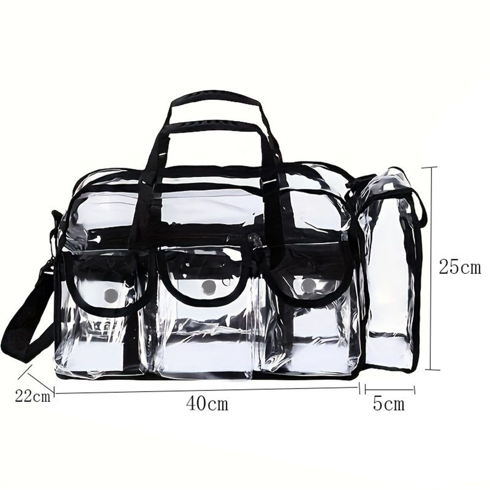 Wide Open Large Professional Clear PVC Travel Makeup Artist Set Bag Cosmetic Nails Beauty Bags Transparent Vinyl Tool Organizer Beach Bags Diaper Bag (Black)