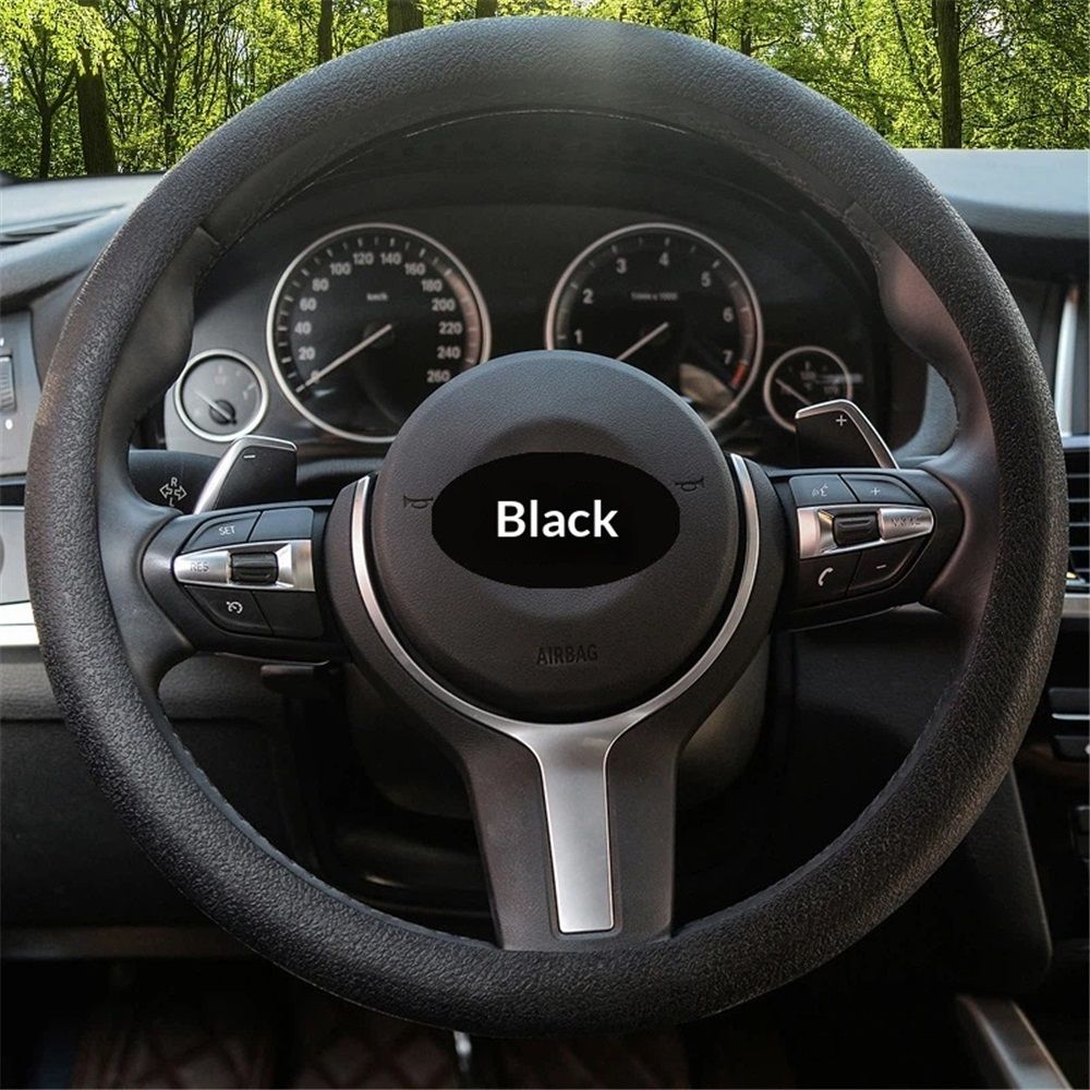 2x Car Steering Wheel Cover Non Slip Silicone Universal Fit Black