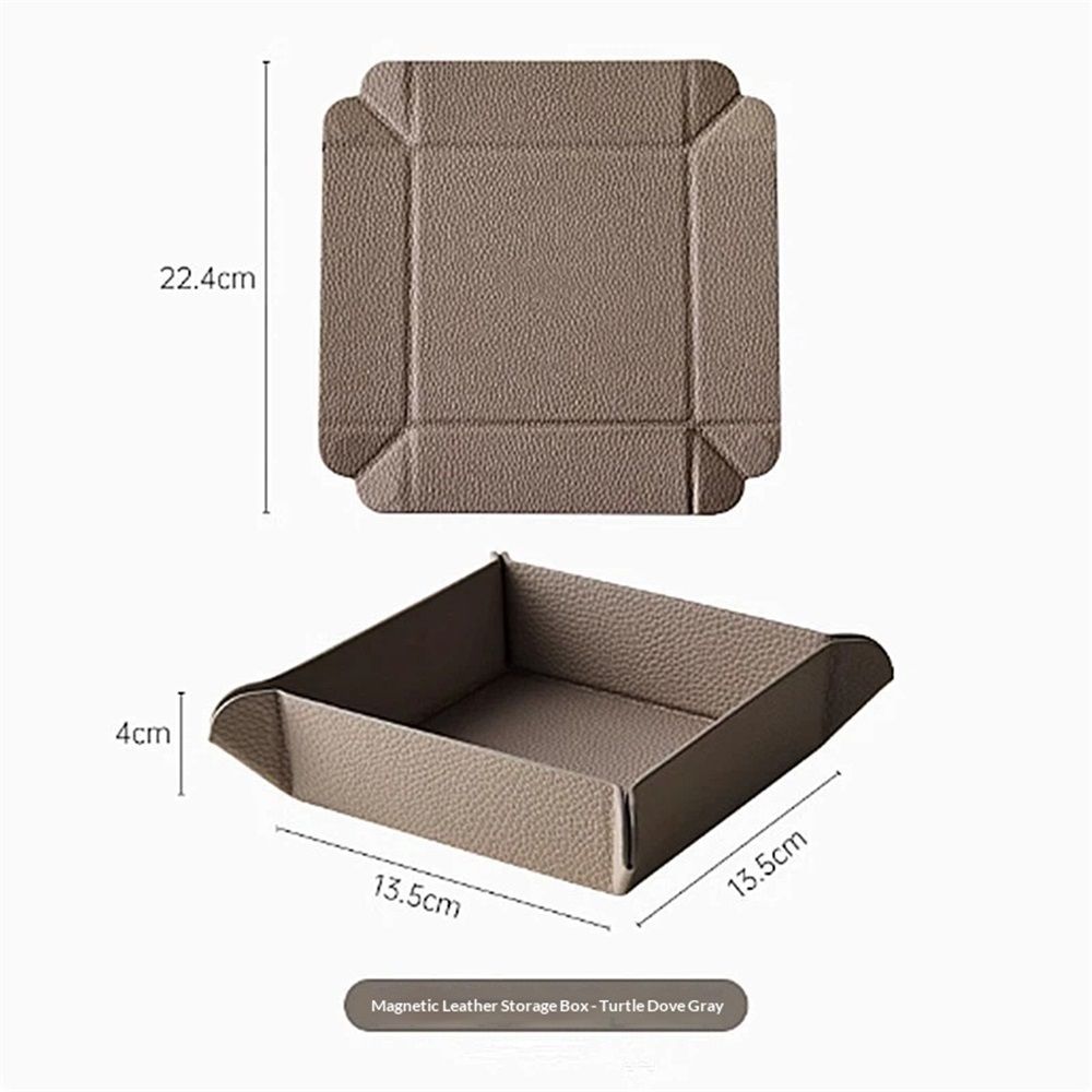 Tray for Men Women, Nightstand Organizer Vanity Catchall Holder for Dresser Desk Storage Bedside, Travel PU Leather Jewelry Key Bowl Coin Watches and Candy Entryway Tray - Banjiu Grey