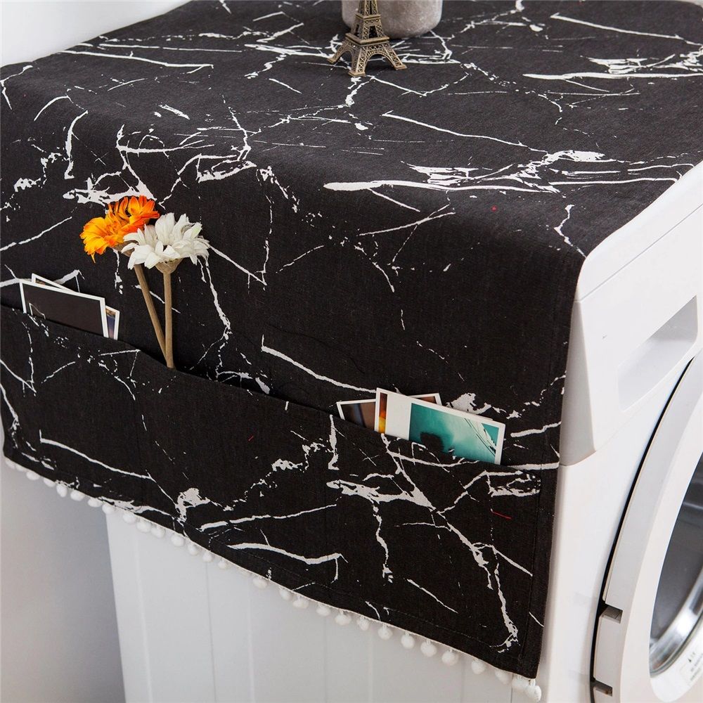 Washer and Dryer Top Covers, Fridge Dust Top Cover Refrigerator Dustproof Cover Washing Machine Covers for The Top with Storage Pockets（Only refrigerator dust cover）