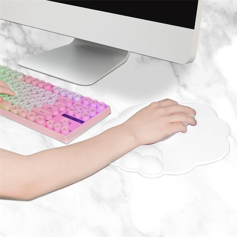 2 pack Mouse Pad Wrist Support with Surface,Cloud Wrist Rest Mousepad with Memory Foam,Non-Slip Base Mouse Pad for Home Office Laptop Easy Pain Relief (Cloud White)