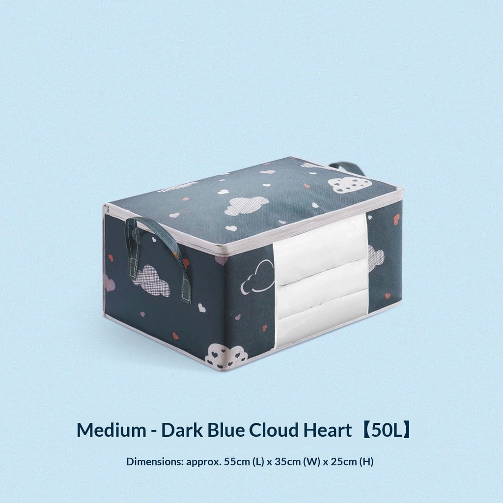 3 Pcs Foldable Storage Bag Organizer with Reinforced Handle,Clear Window,Zipper Closure,Moving Bags and Storage Containers for Bedding,Comforters,Clothing,Navy Blue.（only bags）